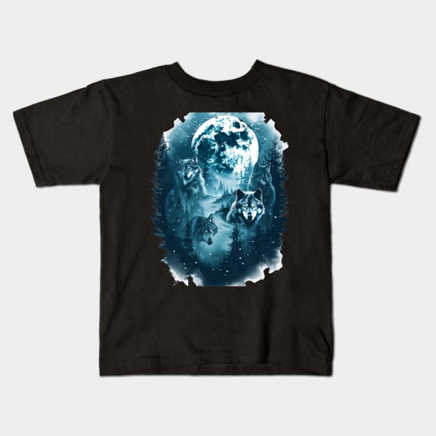 Wolf Pack Power Kids T-Shirt by xXYazzyChanArtsXx